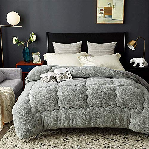 LINGKY Trapunta In Velluto Di Agnello, Riempitivo In Microfibra Al 100% Con Peso Di Riempimento 3000 G, Traspirante E Delicato Sulla Pelle (Grigio,200x230cm 3.5kg)