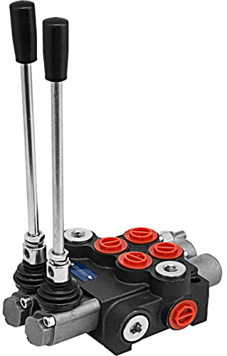 VEVOR Válvula de Control Direccional Hidráulica de 2 Carretes 11 gpm Carrete de Cilindro de Doble Acción, Válvula Control Hidráulico 41 x 13 x 6,5 cm, Negro