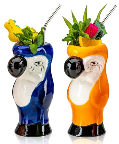 SUN GKOTTA Tiki-Becher für Cocktails, 750 ml, Große Exotische Gläser für Hawaii-Party und Bar, 2 Stück