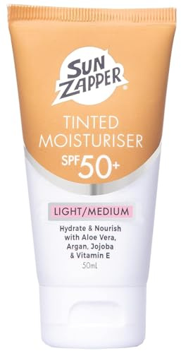 Sun Zapper BB Cream Tinted Sunscreen – SPF 50+ fuktkräm med Aloe Vera, Kakadu Plum, Jojoba, Vitamin E – Light/Medium Shade – 50 ml (1,69 uns) – Tillverkad i Australien