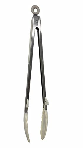 vet italy Vetrineinrete® Pinza per Barbecue Alimenti richiudibile con Sistema di blocaggio utensile da Cucina in Acciaio e Silicone H61