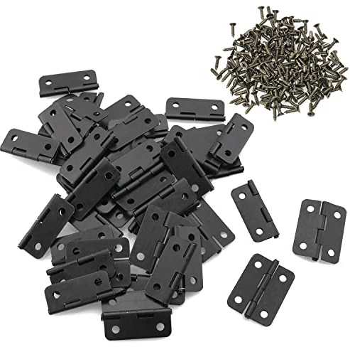 Ruiwaer 50pcs Metal Mini Hinges Retro Hinges 24x18mm with Screws for Wooden Box Jewelry Chest Box Cabinet DIY Accessories, Black