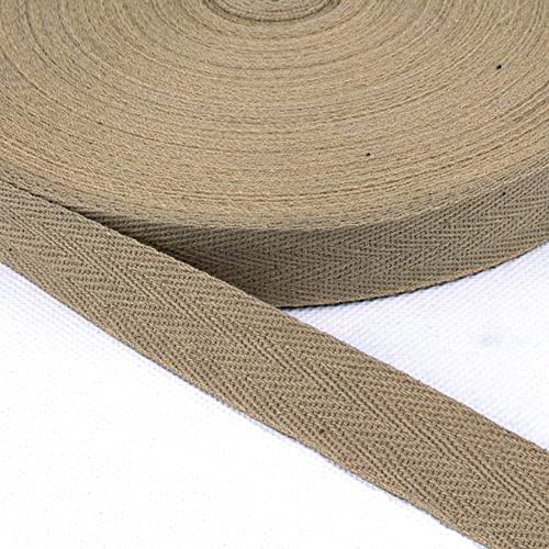 Duories Baumwolle Schrägband,25 Yards x 20mm Einfassband Köperband Nahtband Baumwollband Textilband Fischgrätenband Köperband Wimpelband Twillband Webbing Band für Schneidern DIY-Nähen Basteln,Kamel