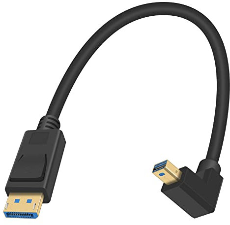 Duttek 8K 90 Degree Mini DisplayPort to DisplayPort 1.4a Cable 1FT/30cm Supports Bi-Directional Transmission, for PC, Laptop, Monitor, TV (UP Angle)