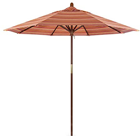 GALLIN Ø2.1M Sonnenschirm Holz Strandschirm Tragbarer Terrassenschirm Pool Marktschirme Sonnenschirm Garten Sonnenschutz Gestreifter (Color : Orange, Size : Ø210cm)