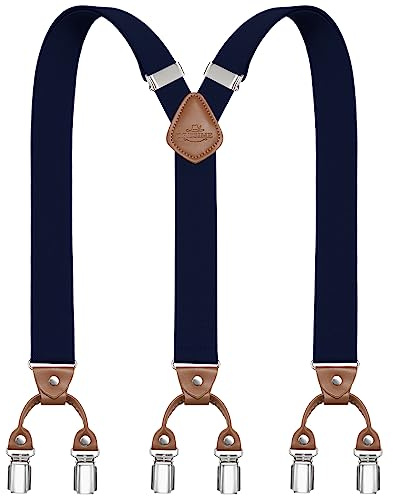 Dresime Bretelles pour hommes avec 6 pinces métalliques en Y Ajustables Bretelles élastiques robustes pour pantalons