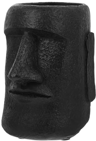 Gogogmee Easter Island Moai Statue Succulent Planter Pot Human Face Flower Pot for Desktop Home Decor Cool Moai Figurines Pen and Brush Holder