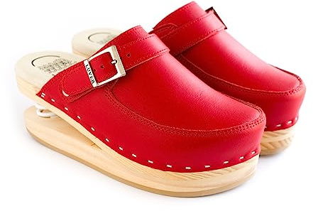 HAIKON HADA 127-A Rot Holz-Clogs mit Feder