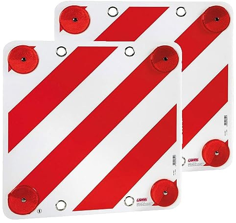Generico LAMPA 66101 Kit 2 Pezzi Pannello per Segnalazione Carico Sporgente con 4 Gemme Catarifrangenti, Polipropilene, 50 x 50 cm