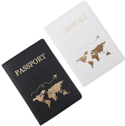 INGJIA 2 Stücke Passport Holder, Reisepasshülle, Kunstleder Reisepasshülle Halter, Reisepass Schutzhülle für Kreditkarten, Ausweis und Reisedokumente