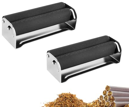 2 Stück Tabakroller, Manuelle Zigarettendrehmaschine, Zigarettenroller, Metall Wickler Roller, 70mm Tragbarer Tabak Injektor Roller, Zigarettenroller, Joint Drehmaschine