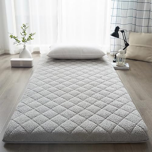 LXJDDLD Tatami-Bodenmatratze,Plüsch Japanische Futon-Matratze,Warme Tatami-Matte,Traditioneller Baumwoll-Shikibuton,Einfarbiges Japanisches Futon-Bett,Camping-Matratzenauflage,Grau,200x220cm/79x86in