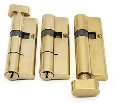 Cilindro Cerradura Seguridad Cilindro abierto doble dorado for interior, cerradura de puerta de 100/105/110mm, cerradura de latón extendida, llave extendida, 8 Uds., 1 Uds. Cerradura Antibumping ( Col