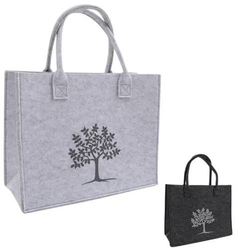 CB Home & Style Filztasche mit Lebensbaum Einkaufstasche Einkaufskorb Tasche Shopper ca. 35x15x28cm