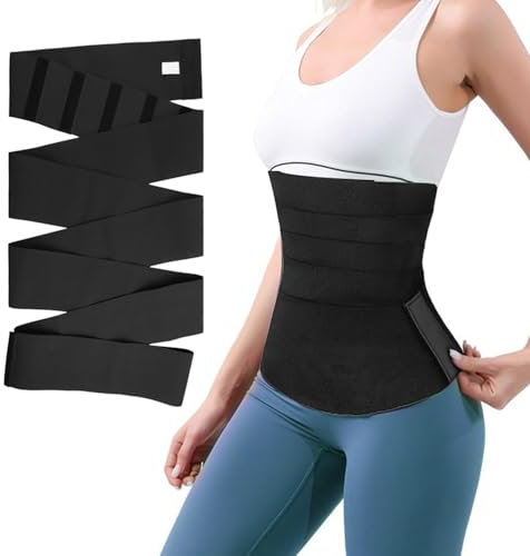 Konxi Waist Trainer Damen Taillentrainer Damen Wrap Waist Trainer Unsichtbar Verstellbarer Taille Trimmer für Frauen Formwear Longueur 2/3/4M (schwarz, 300cm)