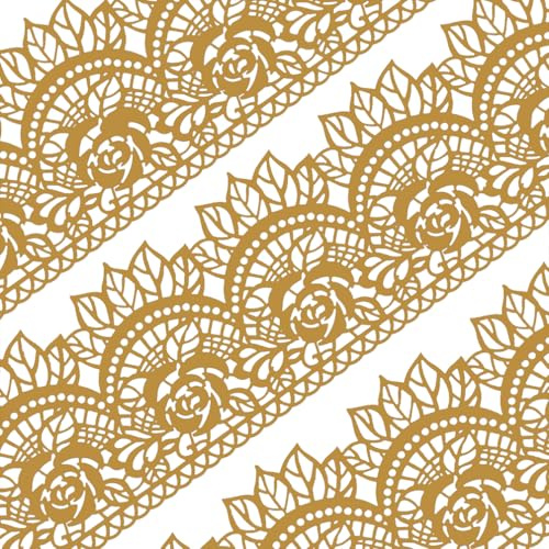 10tlg Große gebrauchsfertige Spitze Tortenband Spitzendekor essbar Rose Muschel gold