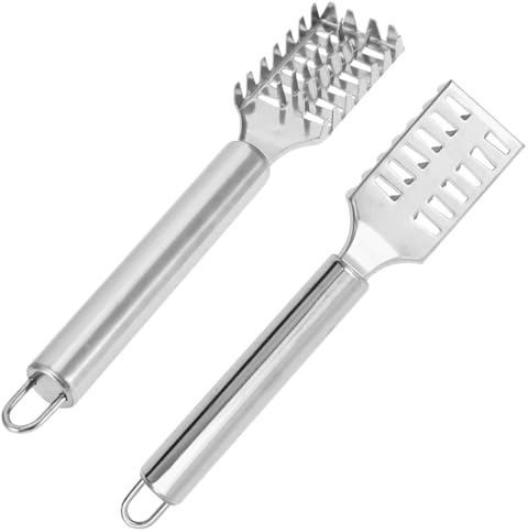 Ieron 2pcs Fish Scale Remover, Stainless Steel Grip Handle Fish Scale Scraper, Fast Cleaning Fish Skin Steel Brush Cleaner Descaler Fish Tools