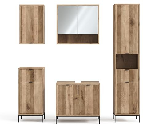Vicco Set di mobili da bagno Eliza, Quercia vichinga, 5 parti