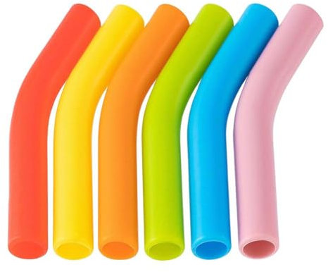 6pcs Materiale In Silicone Maniche Cannucce Riutilizzabili Punte Multicolore Cibo Cannucce Pieghevoli Accessori Coperture Grado
