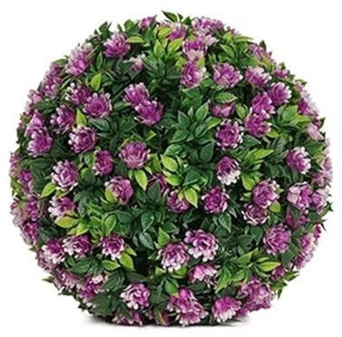 XUCZHAI 20cm Artificial Rose Flower Balls Green Plant Topiary Hanging Garden Basket Plant Plastic Landscaping Grass Ball Home Decor(Purple)