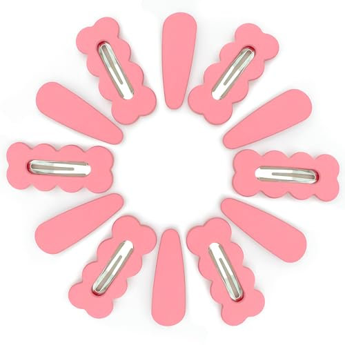 Haarspangen Mädchen 12 PCS – Rosa Haarspangen aus Acryl, Haarspangen aus Metall, Haarstyling-Accessoires für Kleinkinder, Kinder, Mädchen, Frauen