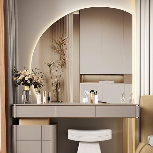 Specchio Semicerchio Con Led, Semicerchio Da Bagno, Specchio Intelligente Senza Cornice, Luce Regolabile A Tre Colori, Taglio Giusto(50*5'