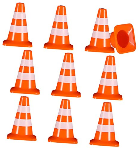 GLSTOY 10stücke Teiliges Miniatur Verkehrskegel Verkehrszeichen Spielzeug Für Baustelle Sandspiel Junge Mädchen Lernspielzeug Straßenverkehr Simulation Zubehör