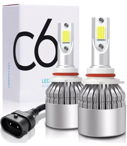 2PCS H8/H9/H11/9006/9005/H7/H4/H13/9007/9004 Car LED Light, 6000K 3800LM Super Bright High and Low Beam Bulb C6 LED Fog Light Headlight Bulb Replacement, Plug & Play, Car/trucks (9006/9012/HB4)