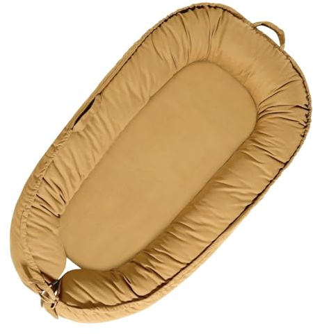 TARJODGY Baby Lounger - Baby Lounger for Newborn 0-24 Months, Soft Breathable Cotton Infant Lounger Cover, Portable Baby Nest for Travel, Newborn Essentials (Sienna)