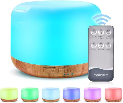 Humidificador de aromaterapia Premium 600 ML XL difusor de aceites Esenciales con Temporizador Remoto para Salas Grandes Home 18 Horas de operación Gran área de Cobertura