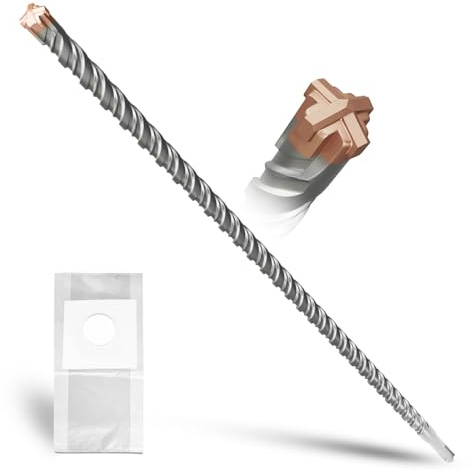 METOTY SDS Plus Drill Bit 14 mm x 600 mm, with 4 Carbide Cutting Edges, Head with Coating, Masonry Drill, Hammer Drill, Concrete Drill, for Stone, Concrete, Natural Stone, Brick Wall