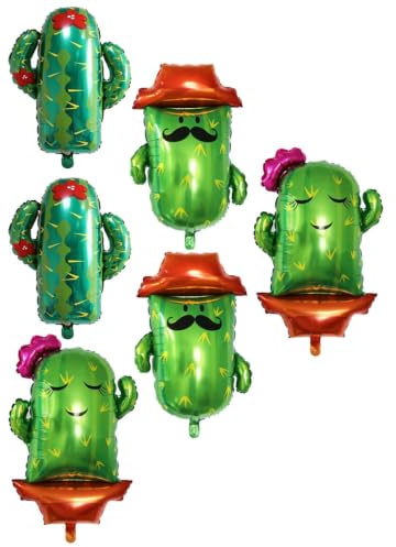 CVUTOVO 6 Globos de Aluminio Forma de Cactus Verde para Decoraciones de Fiesta Internas, Resistentes Diseño Vibrante para Eventos Corporativos y Cumpleaños