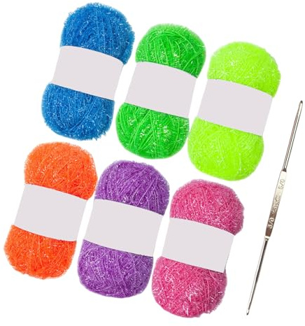 120 Yards Sparkling Crocheting Yarn for Crocheting Dishcloth Polyester Yarn Each 1.76oz/50g Knitting Polyester