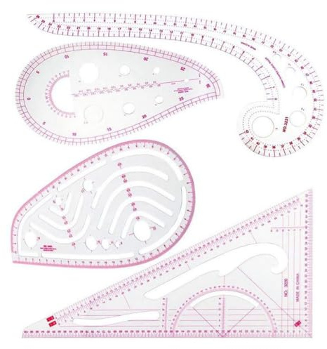 Zymoplas 4 pièces modèle Couture règle Courbe métrique Tailleur Mesure Couture Demi-Rond Pochoir Dessin Outil calibré