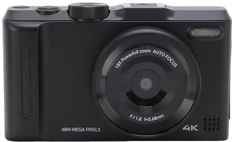 Jectse 4K Digital Camera with 180 Degree Flip Screen for Photography Vlog Camera, USB Cable, and Storage Bag for Beginners (Black)