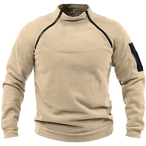 Générique Hommes Tactique Armée Polaire Pull Veste Militaire Athlétique Sport Haut Chaud Zippé Sweatshirt sans Capuche Coupe-Vent Extérieur Blouse Chandails Travail Loisir