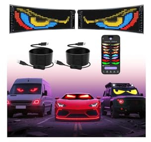 XAXVSTS 2pcs Led Augen,37 X 9cm, Devil Eyes LED Anzeigetafel mit Bluetooth-App,USB 5V,LED Laufschrift für Werbung & Party-Deko