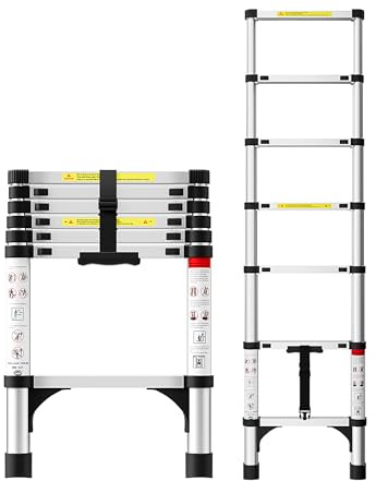 SEEKNEW Telescoping Ladder 6.5 FT, 330 lbs Capacity; Silver