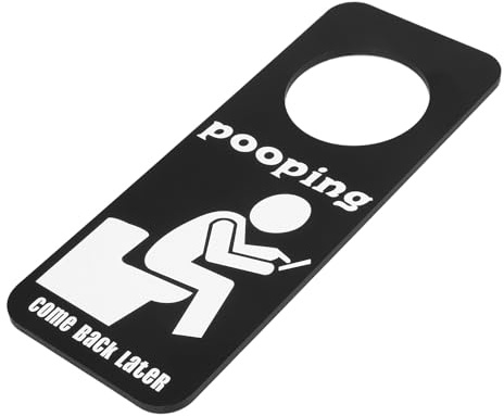 MUSISALY Pancarte Porte Toilettes Humoristique Noire Panneau Porte Poignée pour Salle de Bain Signe Occupé Facile à Fixer et Retirer Décor Marrant pour Maison et Bureau