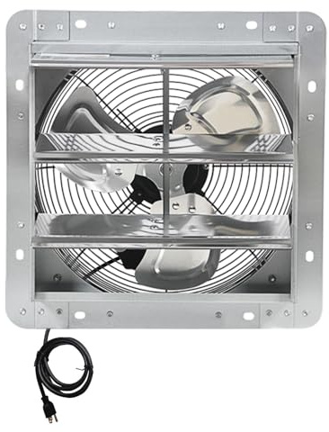 KEN BROWN 12 Inch Shutter Exhaust Fan, Gable Vent Fan, Wall Mount Ventilation, High Speed 1450 CFM, Automatic Aluminum Blades, for Garages, Shop, Greenhouse, Attic, with Power Cord