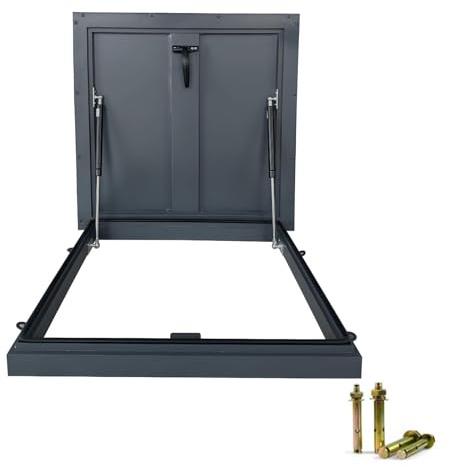 Trappe de Toit galvanisée, Plaque de Protection pour Ventilation de Toit, puits de lumière avec vérin à gaz, Trappe d'accès de sécurité au Toit (60 cm/23,6 po)