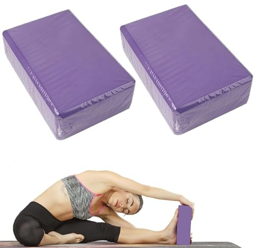 Yoga Blocks Set Of 2, High Density Eva Foam Blocks, Lightweight Gym Sports Anti Slip Yoga Bricks For Stability, Support, Alignment, Pilates, Exercise, Meditation, Stretching, Home Workouts
