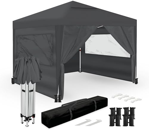Wasabi - Carpa Plegable 3x3 m – Resistente al Agua - Incluye Vientos y Piquetas de Fijación - Estructura de Acero - Cenador para Jardín – Pérgola Playa - Camping Fiestas