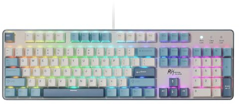 RK ROYAL KLUDGE RK920 kabelbundet mekaniskt tangentbord, 104-knappars RGB full storlek med nummerblock, hot swapable taktil snöfallsbrytare, PBT-tangentskydd, anti-ghosting för Win/Mac, QWERTY