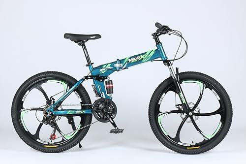 selling united Folding Mountain Bike 24/26 Inch MTB Full Suspension Disc Brakes 21 Speed Lightweight Adult Bicycle – 5 Colours