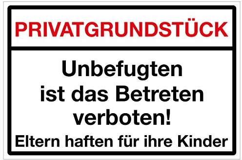 WANDKINGS Hinweisschild - Privatgrundstück! Unbefugten ist das Betreten verboten! - stabile Aluminium Verbundplatte - Wähle eine Größe - 40x30 cm