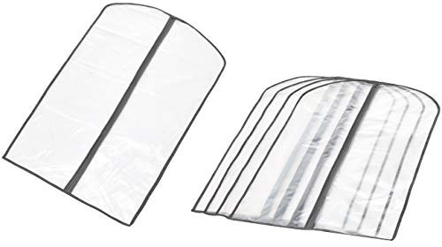 Amazon Basics PEVA-Kleiderhüllen mit Reißverschluss, 5 Stück, Klar