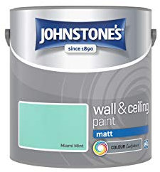 Johnstone's - Wall and Ceiling Paint Matt - Interior Paint - Contemporary Finish - Suitable for Interior Walls and Ceilings - Miami Mint - 2.5 L