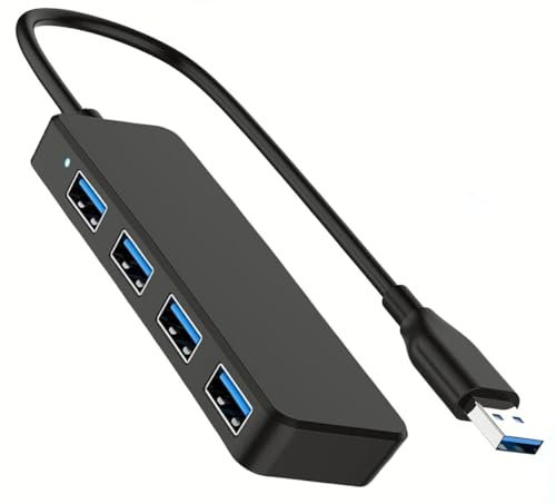 PJP Electronics USB 3.0 4-Port Slim Portable USB Hub for Laptop/PC/Macbook with 5Gbps Data Transfer and 1ft Long Cable