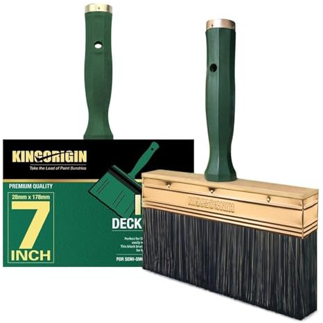 KINGORIGIN 7 Inch Paint Brush, Quick Deck Brush with Threaded Handle for Extension Use, Paint Brushes for Walls, Stain Brushes for Wood, Fence and Furniture